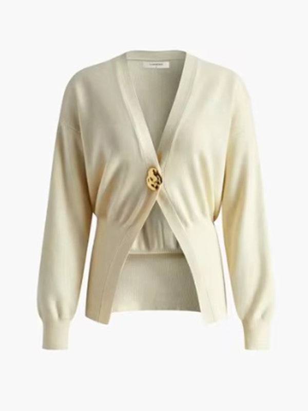 V-neck button-down cardigan-[Adult]-[Female]-2022 Online Blue Zone Planet