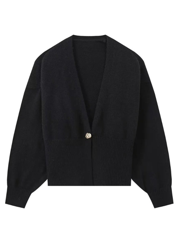 V-neck button-down cardigan-[Adult]-[Female]-2022 Online Blue Zone Planet