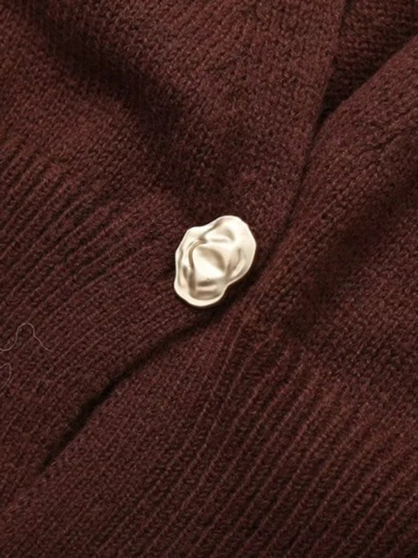 V-neck button-down cardigan-[Adult]-[Female]-2022 Online Blue Zone Planet