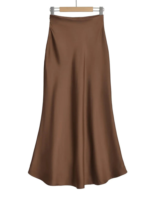 High waist maxi skirt-[Adult]-[Female]-Brown-S-2022 Online Blue Zone Planet
