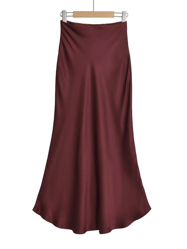 High waist maxi skirt-[Adult]-[Female]-Wine Red-S-2022 Online Blue Zone Planet