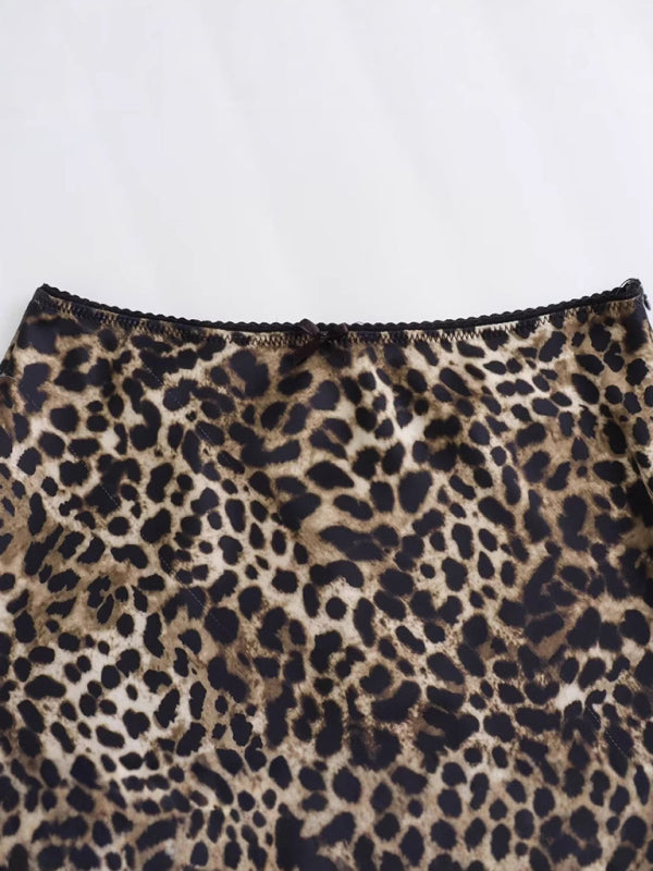 Leopard print casual skirt-[Adult]-[Female]-2022 Online Blue Zone Planet