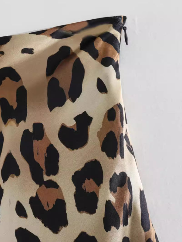 Leopard Print Two-Tone Hip Skirt-[Adult]-[Female]-2022 Online Blue Zone Planet