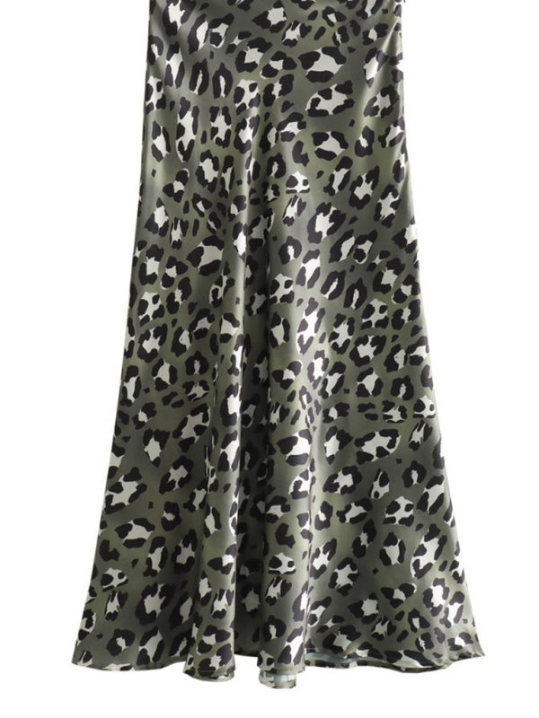 Leopard Print Two-Tone Hip Skirt-[Adult]-[Female]-Grey-S-2022 Online Blue Zone Planet