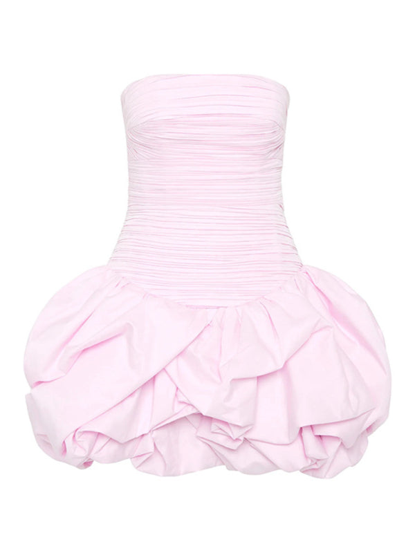 Tube Top High Waist Pleated Design Pettiskirt Dress Pink / XL Tube Top High Waist Pleated Design Pettiskirt Dress Pink / XL