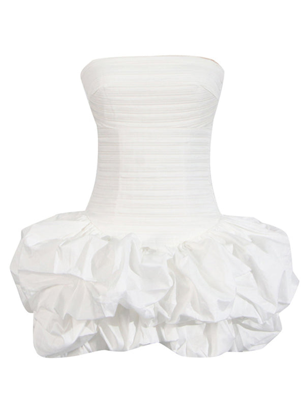 Tube Top High Waist Pleated Design Pettiskirt Dress Pink / XL Tube Top High Waist Pleated Design Pettiskirt Dress Pink / XL