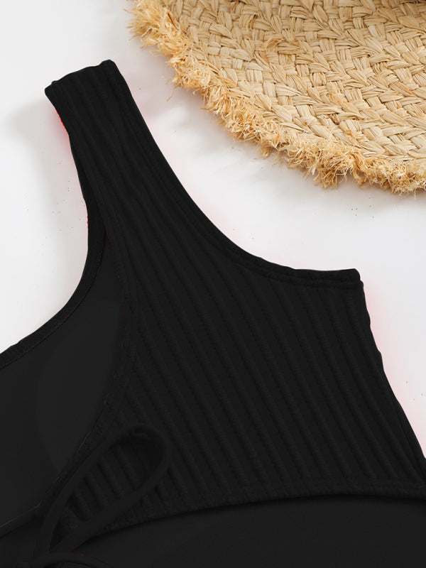 Simple solid color one-piece swimsuit-[Adult]-[Female]-2022 Online Blue Zone Planet