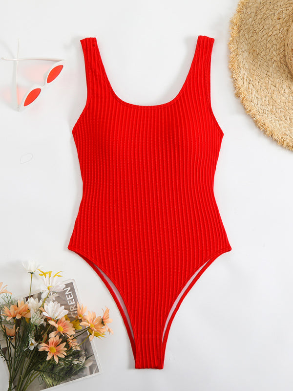 Simple solid color one-piece swimsuit-[Adult]-[Female]-2022 Online Blue Zone Planet