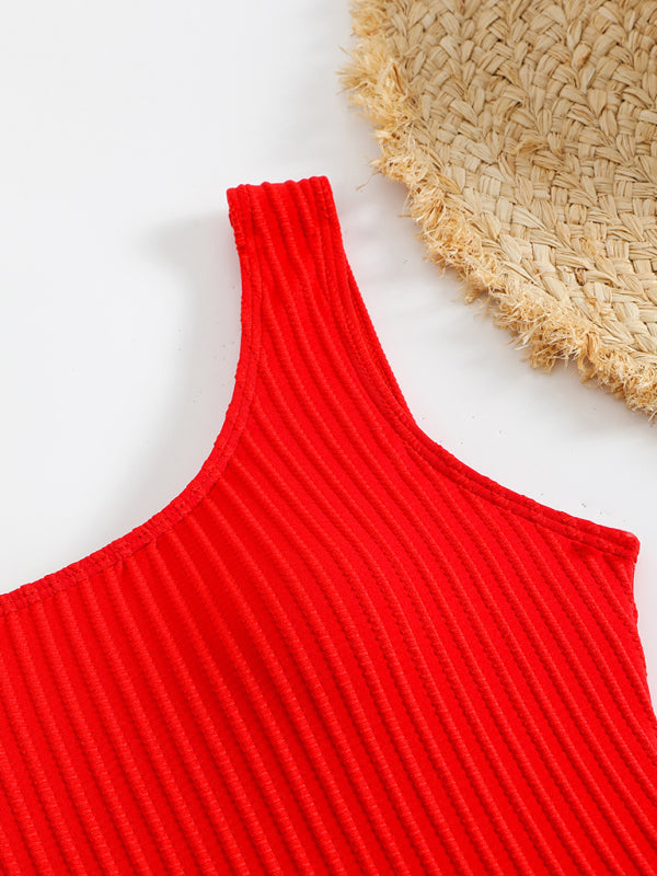 Simple solid color one-piece swimsuit-[Adult]-[Female]-2022 Online Blue Zone Planet
