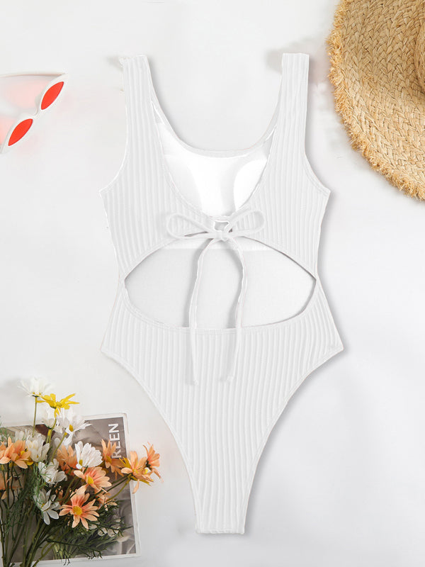 Simple solid color one-piece swimsuit-[Adult]-[Female]-2022 Online Blue Zone Planet