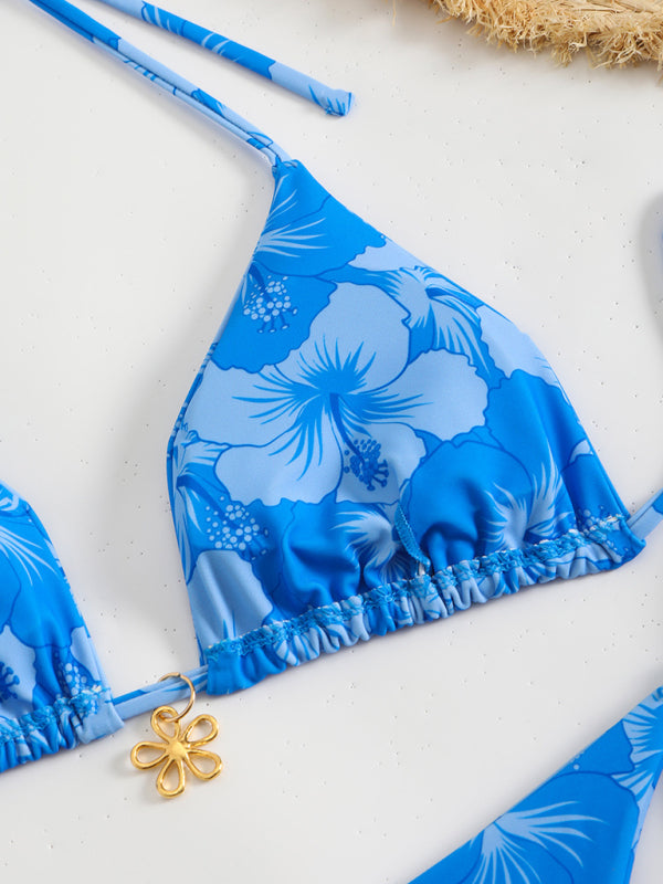 Floral print halterneck bikini-[Adult]-[Female]-2022 Online Blue Zone Planet