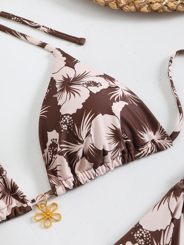 Floral print halterneck bikini-[Adult]-[Female]-2022 Online Blue Zone Planet