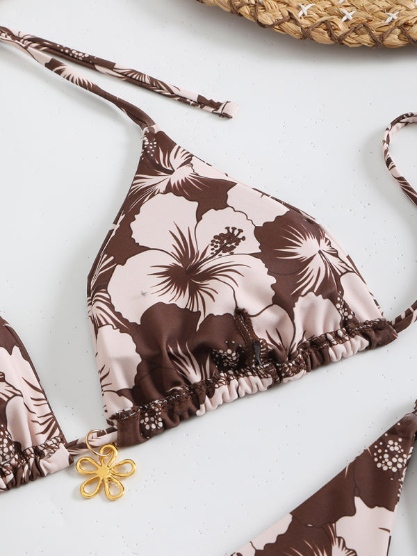 Floral print halterneck bikini-[Adult]-[Female]-2022 Online Blue Zone Planet