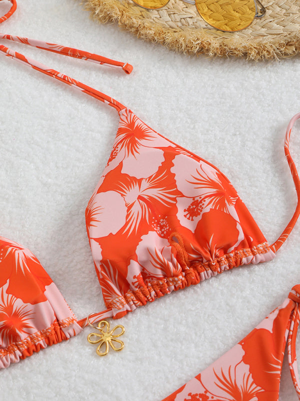 Floral print halterneck bikini-[Adult]-[Female]-2022 Online Blue Zone Planet