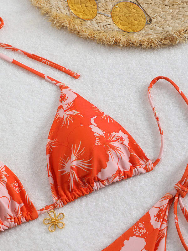 Floral print halterneck bikini-[Adult]-[Female]-2022 Online Blue Zone Planet