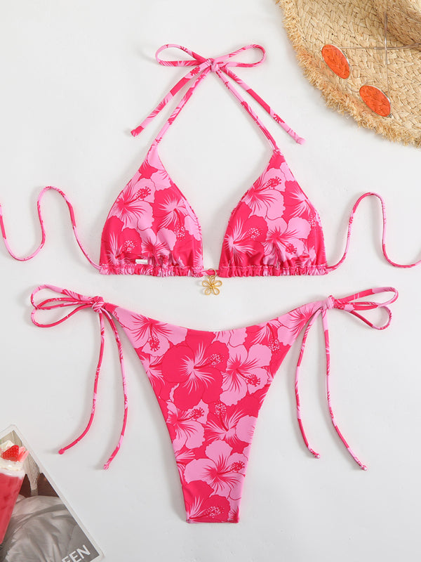 Floral print halterneck bikini-[Adult]-[Female]-2022 Online Blue Zone Planet