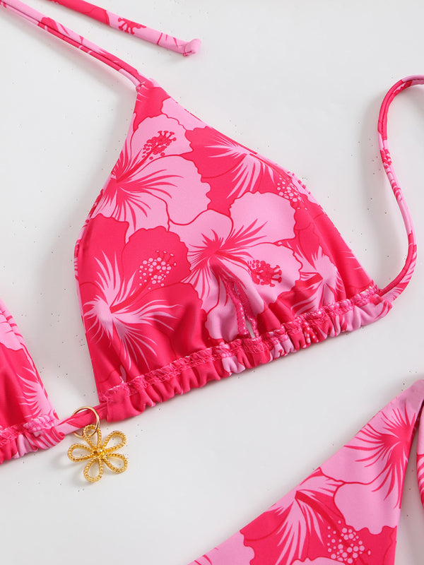 Floral print halterneck bikini-[Adult]-[Female]-2022 Online Blue Zone Planet