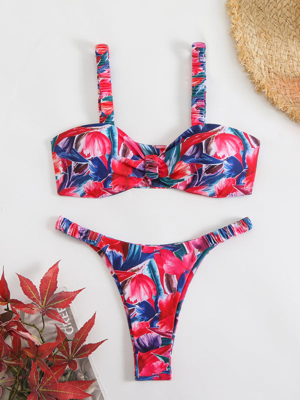 New style printed two-piece ladies sexy suspender halter bikini-[Adult]-[Female]-Pattern1-S-2022 Online Blue Zone Planet
