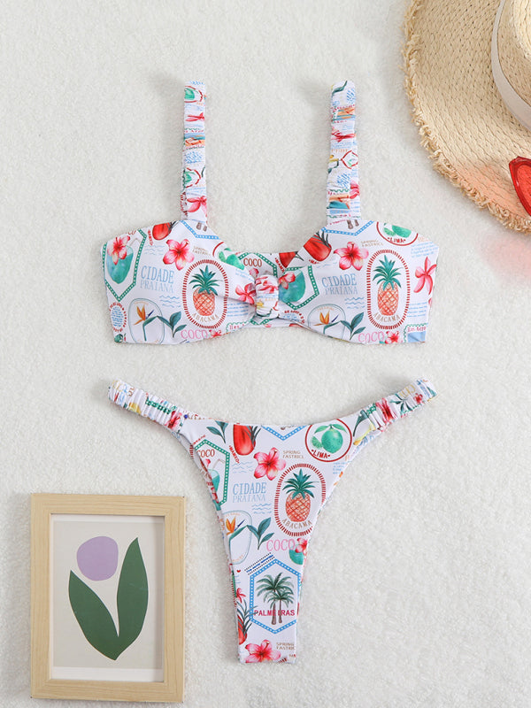New style printed two-piece ladies sexy suspender halter bikini-[Adult]-[Female]-Pattern2-S-2022 Online Blue Zone Planet
