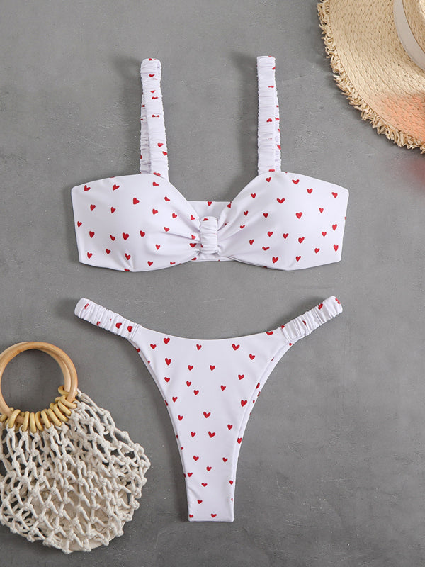 New style printed two-piece ladies sexy suspender halter bikini-[Adult]-[Female]-2022 Online Blue Zone Planet