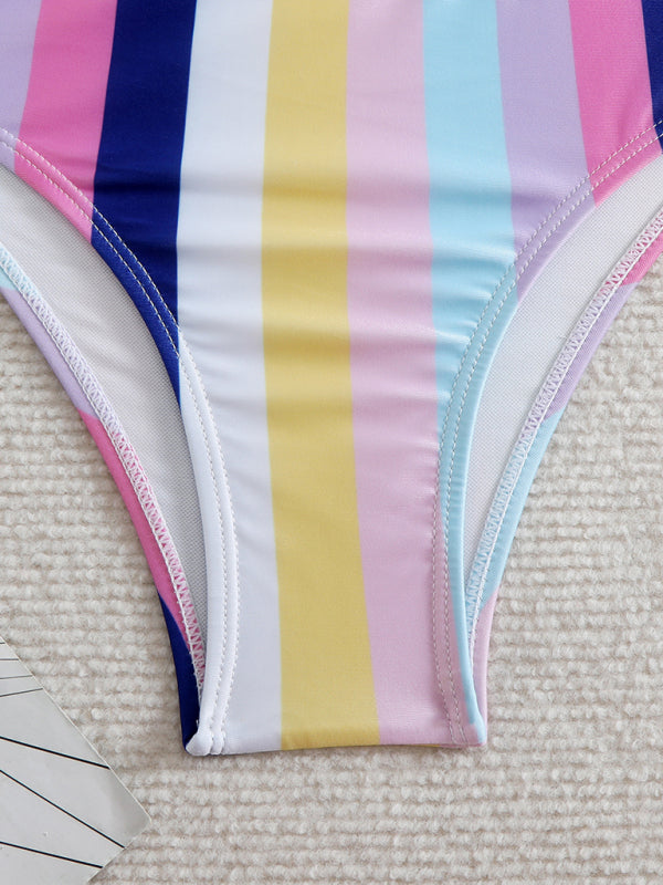 High waist striped bikini-[Adult]-[Female]-2022 Online Blue Zone Planet