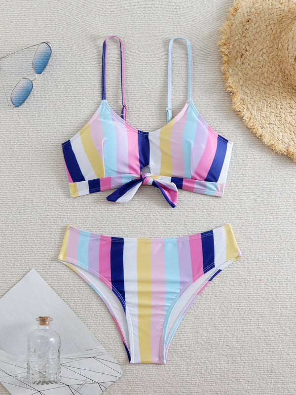 High waist striped bikini-[Adult]-[Female]-Lavender-S-2022 Online Blue Zone Planet