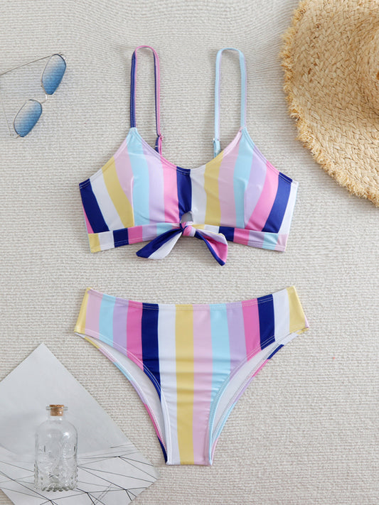High waist striped bikini-[Adult]-[Female]-Lavender-S-2022 Online Blue Zone Planet