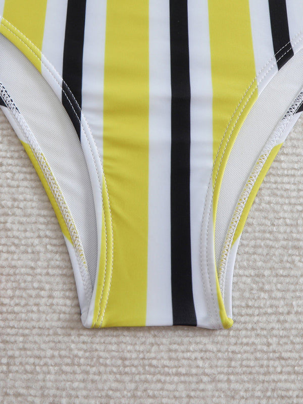 High waist striped bikini-[Adult]-[Female]-2022 Online Blue Zone Planet