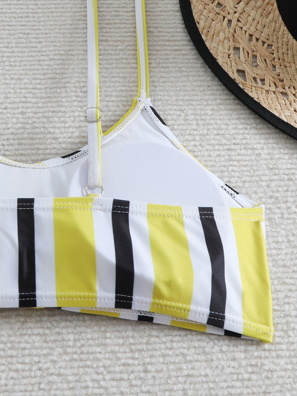 High waist striped bikini-[Adult]-[Female]-2022 Online Blue Zone Planet