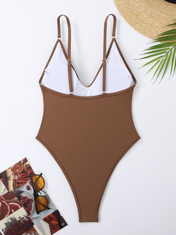 Simple Women's One-Piece Swimsuit-[Adult]-[Female]-2022 Online Blue Zone Planet
