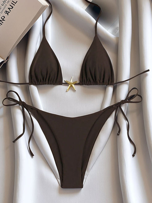 Sexy starfish strappy bikini-[Adult]-[Female]-Coffee-S-2022 Online Blue Zone Planet