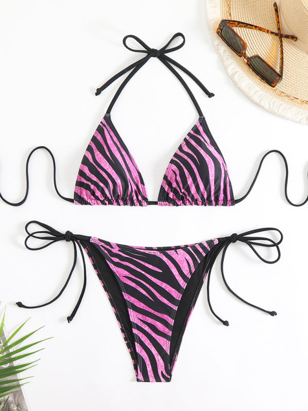 Zebra print halter bikini-[Adult]-[Female]-2022 Online Blue Zone Planet