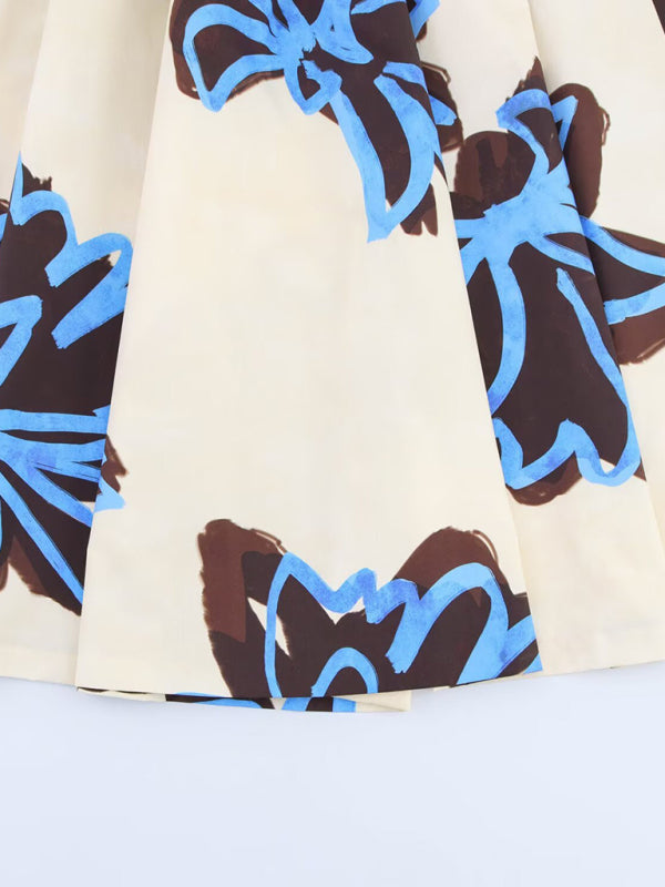 Floral Printed Wide Hem Midi Skirt-BOTTOM SIZES SMALL MEDIUM LARGE-[Adult]-[Female]-2022 Online Blue Zone Planet