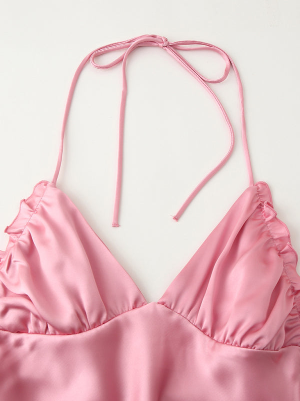 Julia's Pink Satin Midi Dress-TOPS / DRESSES-[Adult]-[Female]-2022 Online Blue Zone Planet