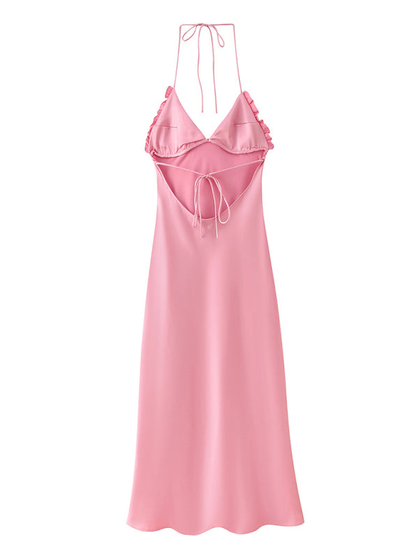 Julia's Pink Satin Midi Dress-TOPS / DRESSES-[Adult]-[Female]-2022 Online Blue Zone Planet