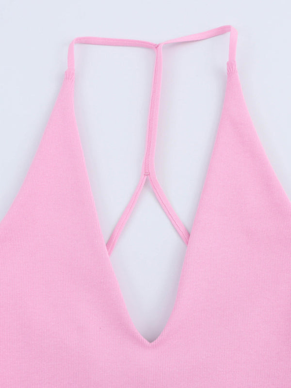 New Sleeveless Straight Design Halter Neck Dress-TOPS / DRESSES-[Adult]-[Female]-2022 Online Blue Zone Planet