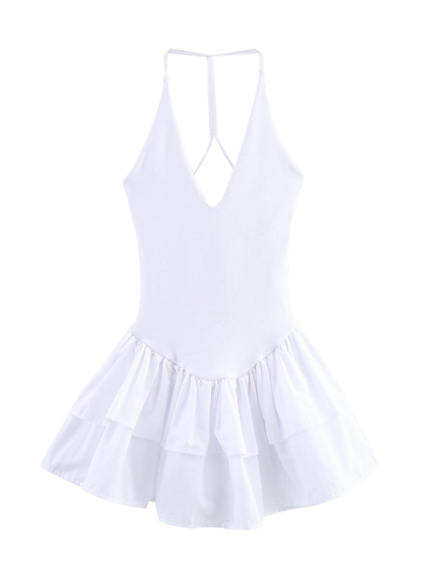 New Sleeveless Straight Design Halter Neck Dress-TOPS / DRESSES-[Adult]-[Female]-White-S-2022 Online Blue Zone Planet