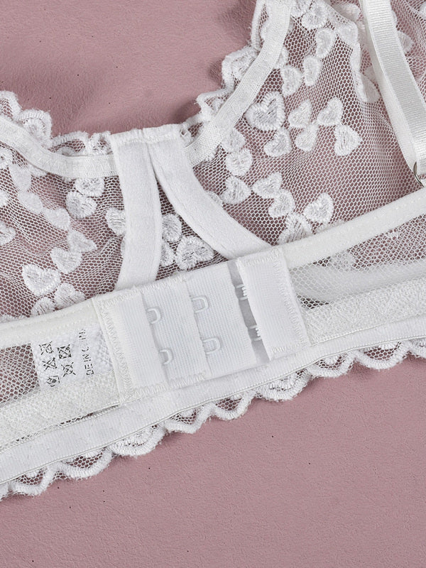 Embroidered Lace-Up Waist-Slimming Multi-Layered Mesh Skirt Underwear Set-[Adult]-[Female]-2022 Online Blue Zone Planet