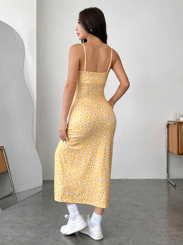 Daisy Print Strappy Floral Midi Dress-TOPS / DRESSES-[Adult]-[Female]-2022 Online Blue Zone Planet
