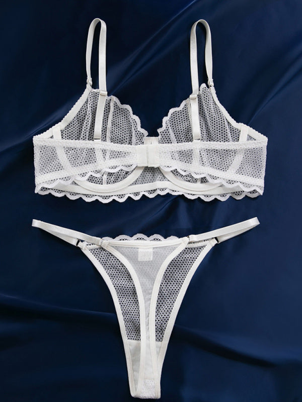 New Hollow Perspective Gathered Sexy Wave Lace Underwear Set-[Adult]-[Female]-2022 Online Blue Zone Planet