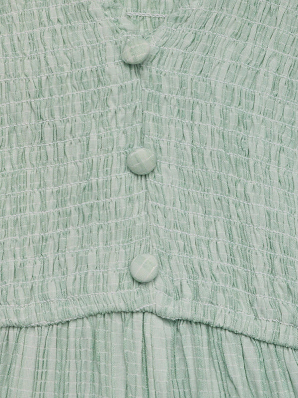 New V-neck slit fresh light green dress-TOPS / DRESSES-[Adult]-[Female]-2022 Online Blue Zone Planet