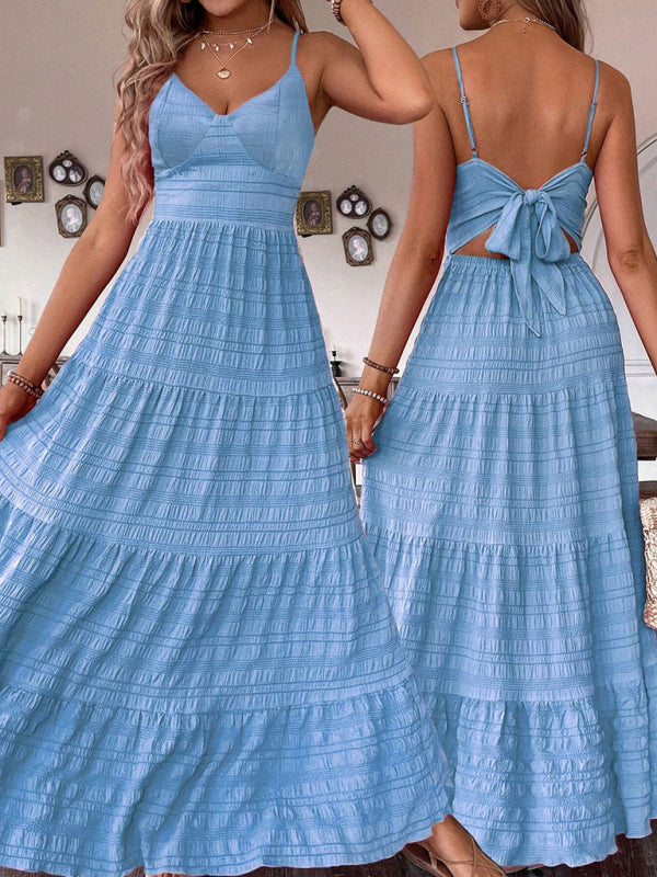 Solid color suspender long swing dress-TOPS / DRESSES-[Adult]-[Female]-2022 Online Blue Zone Planet