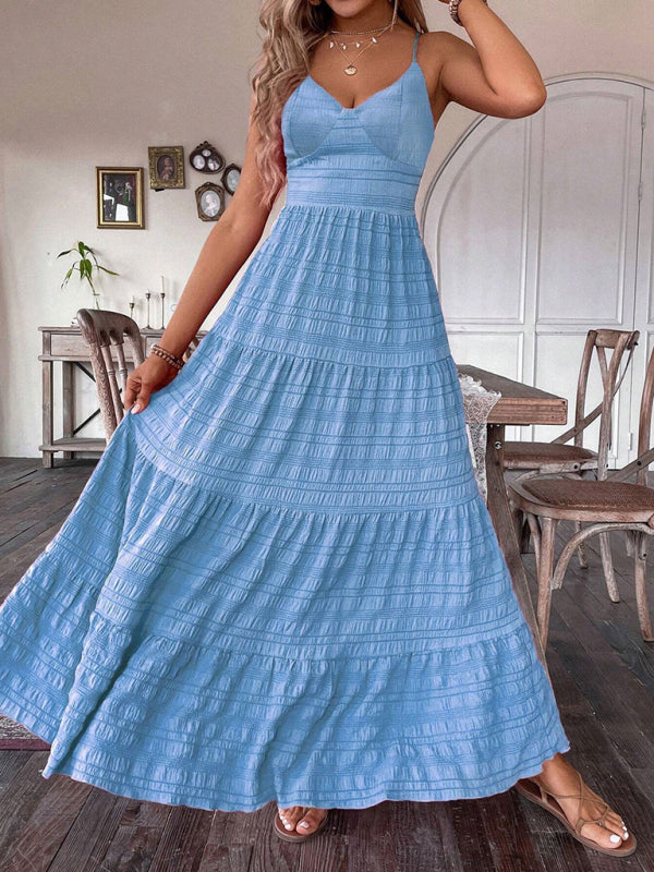Solid color suspender long swing dress-TOPS / DRESSES-[Adult]-[Female]-2022 Online Blue Zone Planet