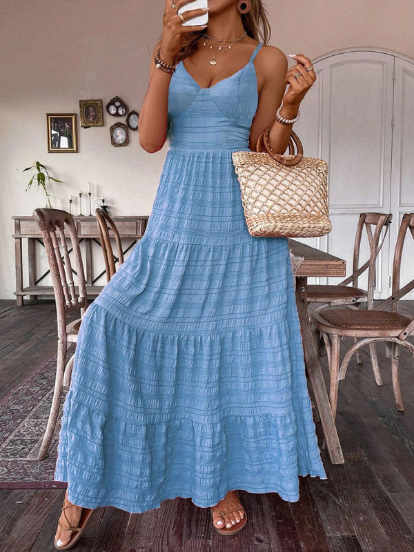 Solid color suspender long swing dress-TOPS / DRESSES-[Adult]-[Female]-2022 Online Blue Zone Planet