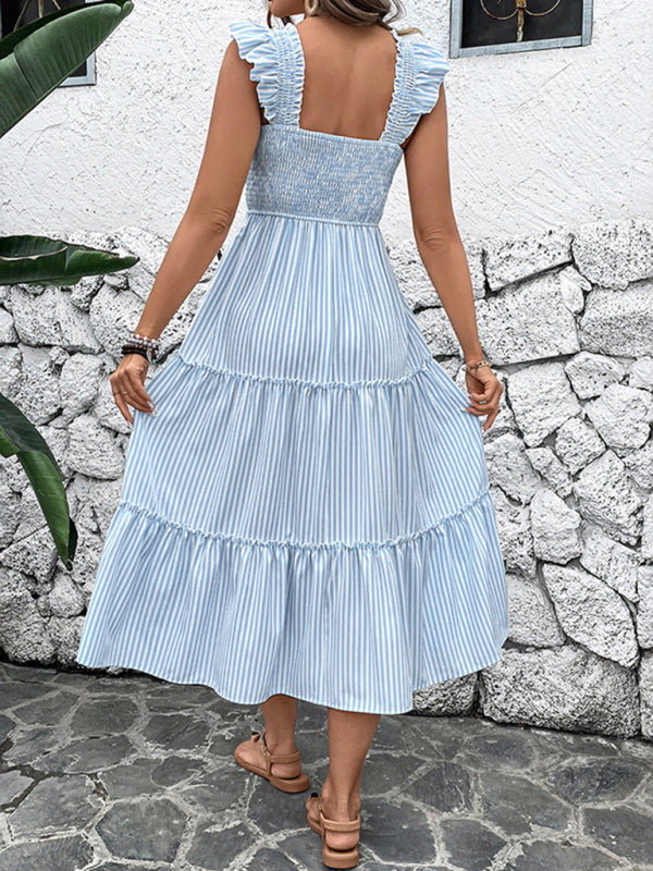 Resort Stripe Ruffle Slip Dress-TOPS / DRESSES-[Adult]-[Female]-2022 Online Blue Zone Planet