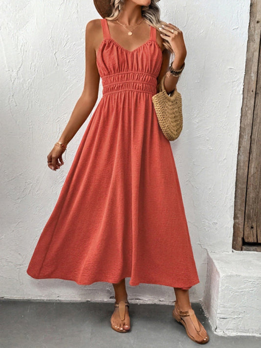 Sleeveless Strapless Casual Pleated Dress-TOPS / DRESSES-[Adult]-[Female]-Dark Red-S-2022 Online Blue Zone Planet