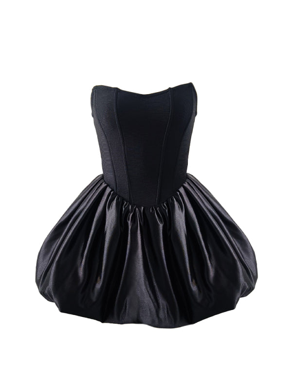 Celestial Fishbone Corset Bubble-Hem Mini Dress