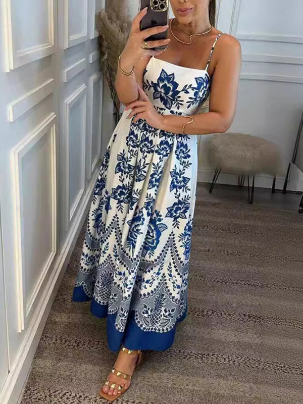 New style ethnic style symmetrical printed dress with suspenders-TOPS / DRESSES-[Adult]-[Female]-2022 Online Blue Zone Planet
