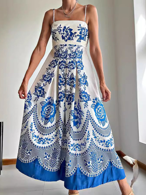 New style ethnic style symmetrical printed dress with suspenders-TOPS / DRESSES-[Adult]-[Female]-2022 Online Blue Zone Planet