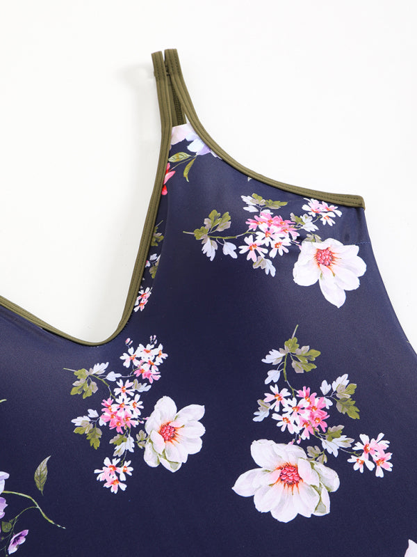 Floral Print Sexy Sports One-Piece Swimsuit Bikini-[Adult]-[Female]-2022 Online Blue Zone Planet